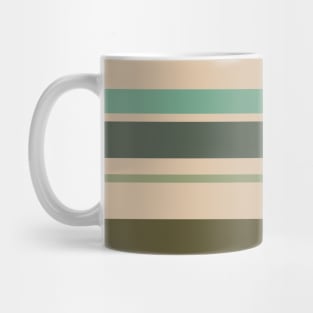 A lovely harmonization of Camo Green, Beige, Grey/Green, Greyish Teal and Ebony stripes. Mug